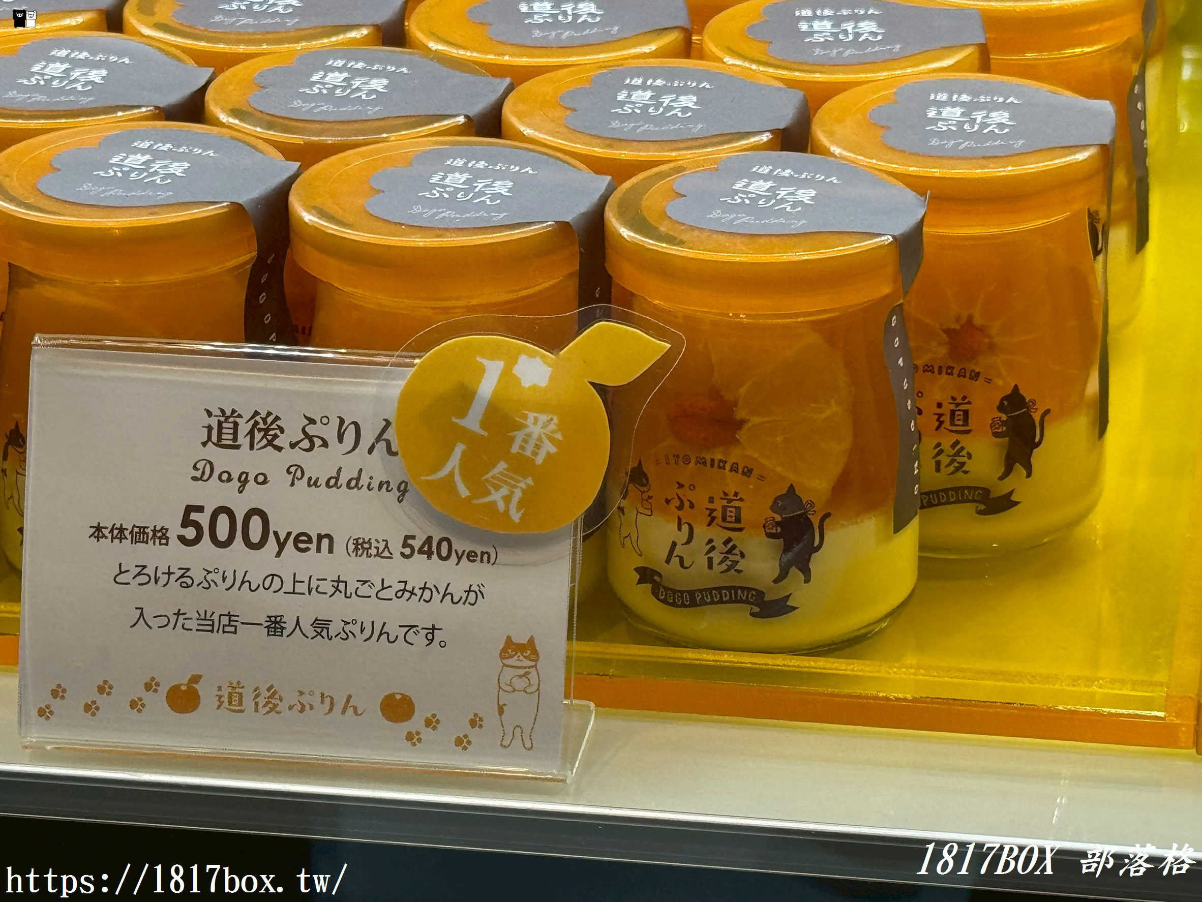 【四國必吃】道後ぷりん（道後布丁）：整顆蜜柑入味！道後溫泉商店街超萌貓咪甜點推薦